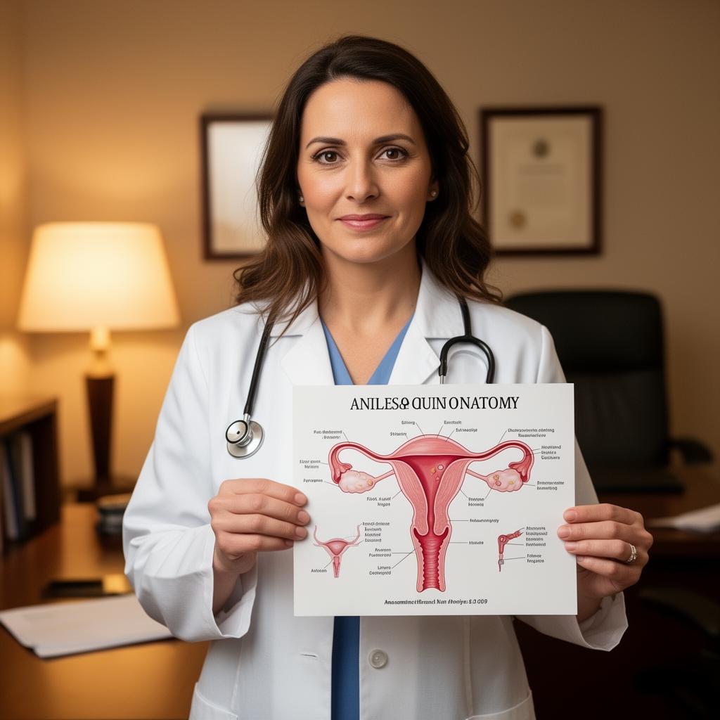 Doctor holding uterine anatomy diagram