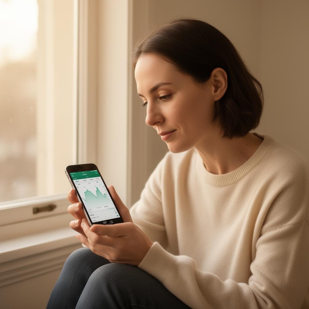 Woman reviewing her cycle tracking app